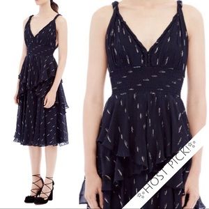 ✨HP!✨NWT Rebecca Taylor Navy Tiered Silk Dress